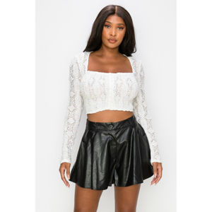 Rosevelvet Women's Cop Top White Long Sleeve Lace Size Large NWT